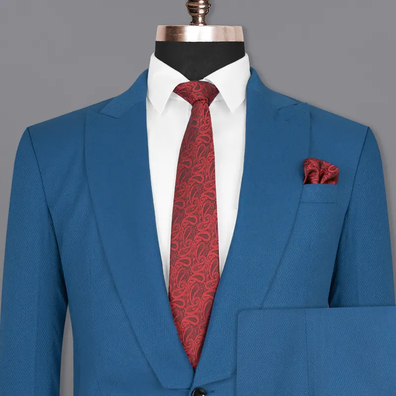 Orient Blue Diamond Textured Woolrich Suit 1