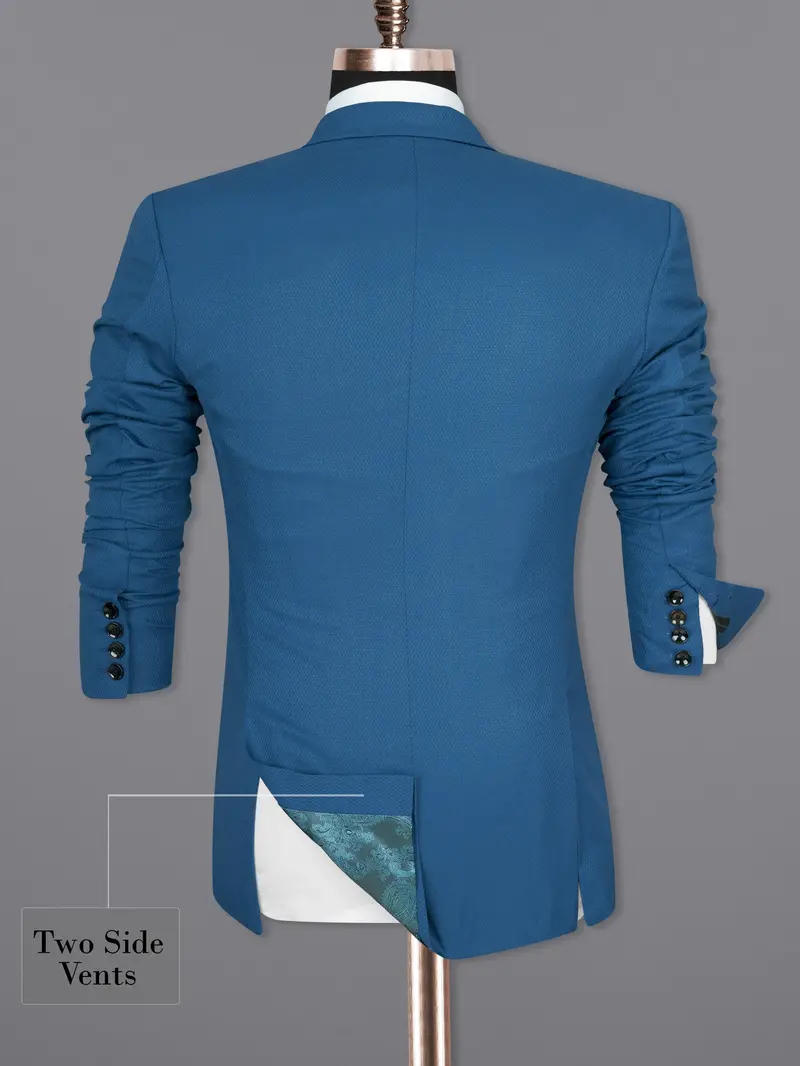 Orient Blue Diamond Textured Woolrich Suit 10