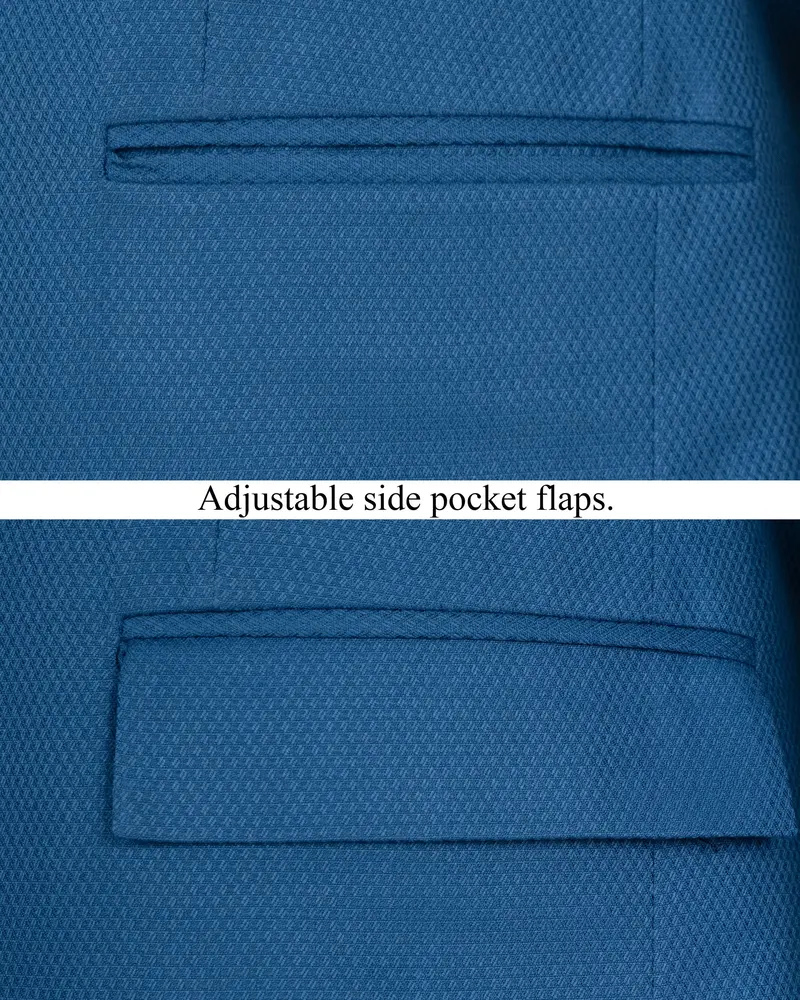 Orient Blue Diamond Textured Woolrich Suit 6