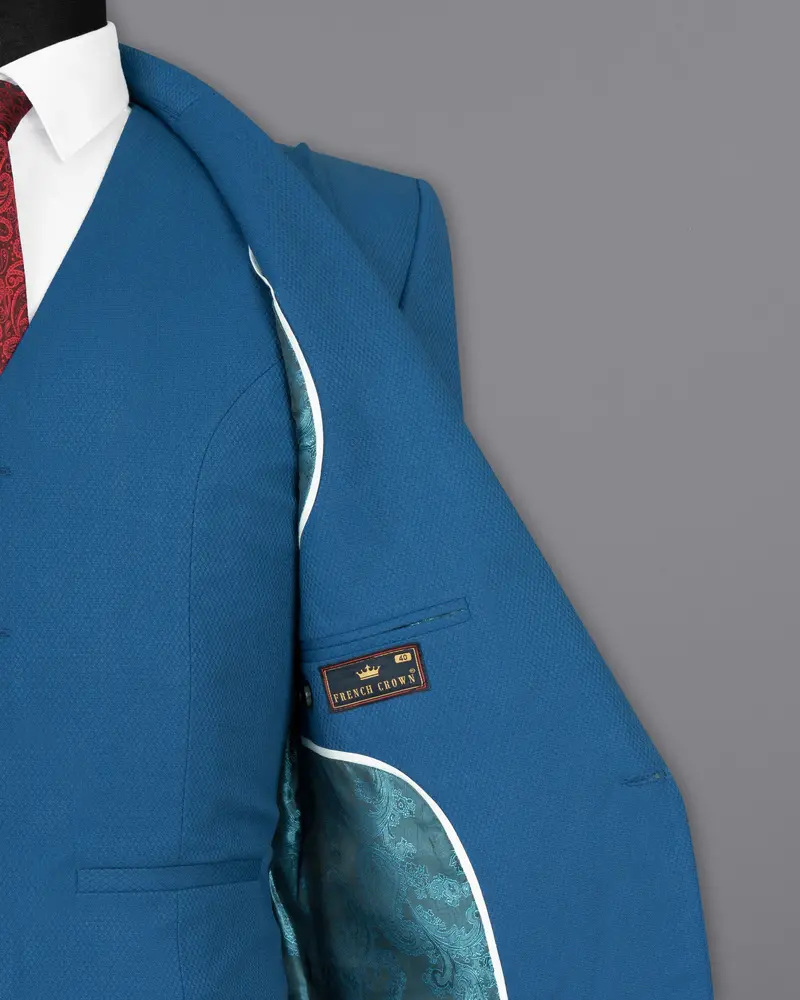 Orient Blue Diamond Textured Woolrich Suit 8
