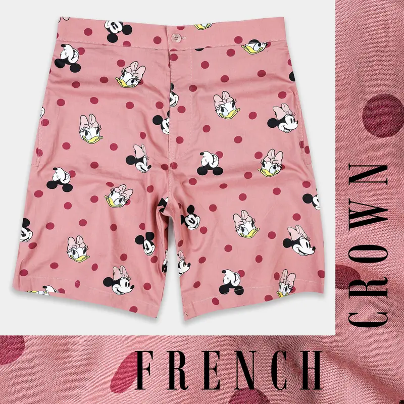 Oriental With Shadz Pink Micky And Daisy Printed Premium Cotton Shorts 1