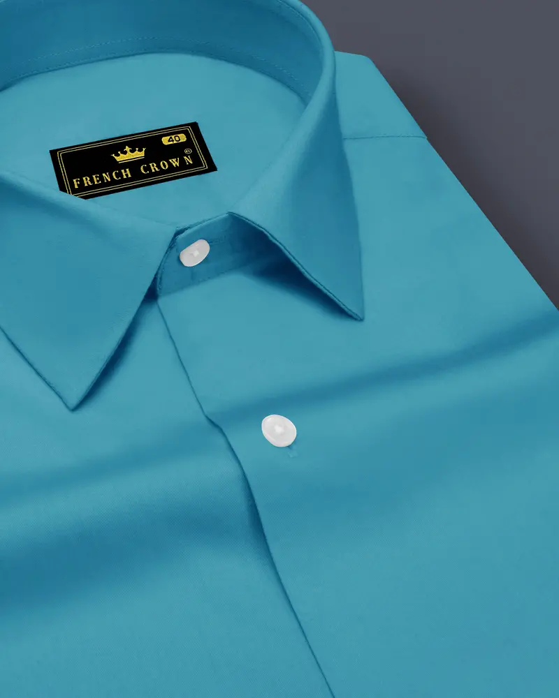 Orientor-Eastern Blue Subtle Sheen Super Soft Premium Cotton Dress Shirt 1