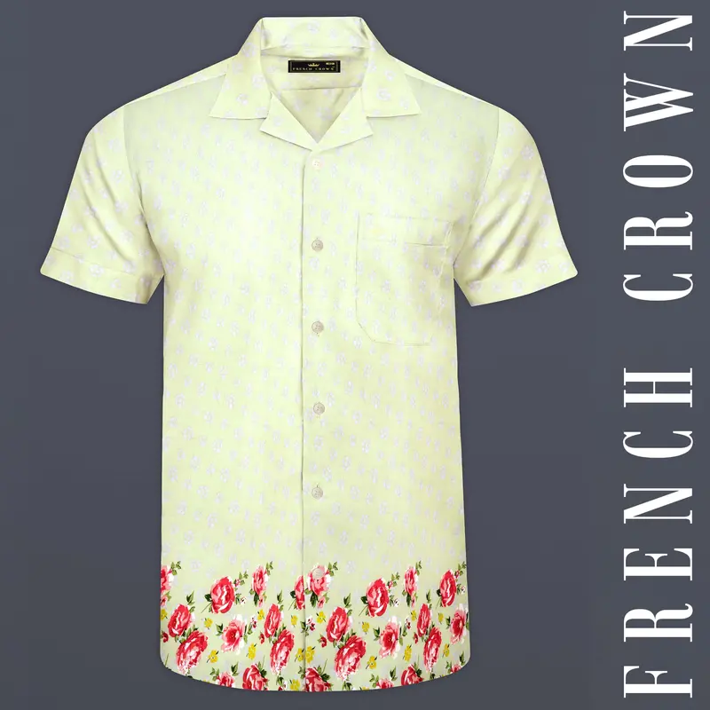 Orinoco Green Flower Printed Super Soft Tencel Cotton Blend Shirt 1