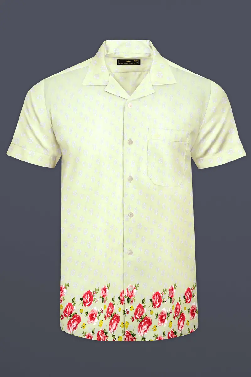Orinoco Green Flower Printed Super Soft Tencel Cotton Blend Shirt 2