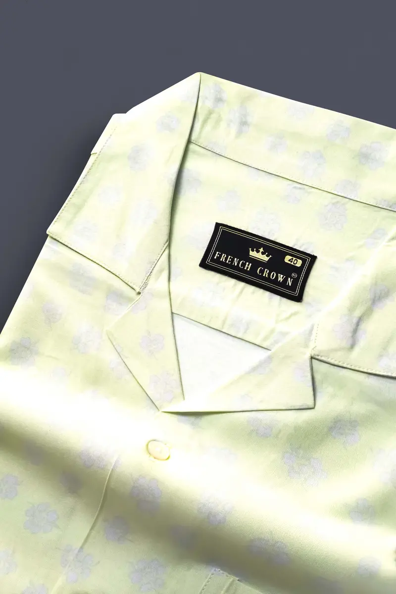 Orinoco Green Flower Printed Super Soft Tencel Cotton Blend Shirt 4