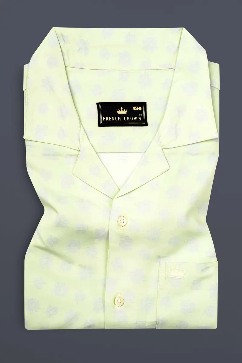 Orinoco Green Flower Printed Super Soft Tencel Cotton Blend Shirt 5