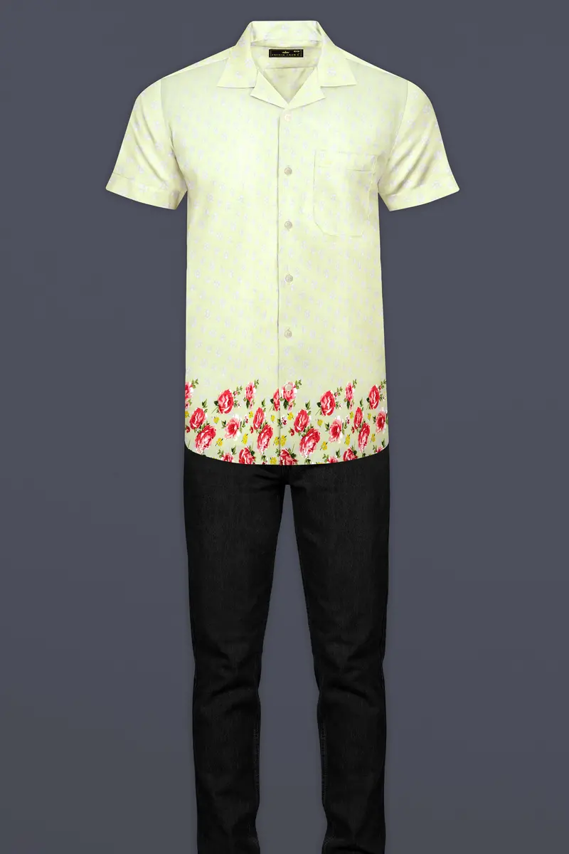 Orinoco Green Flower Printed Super Soft Tencel Cotton Blend Shirt 7