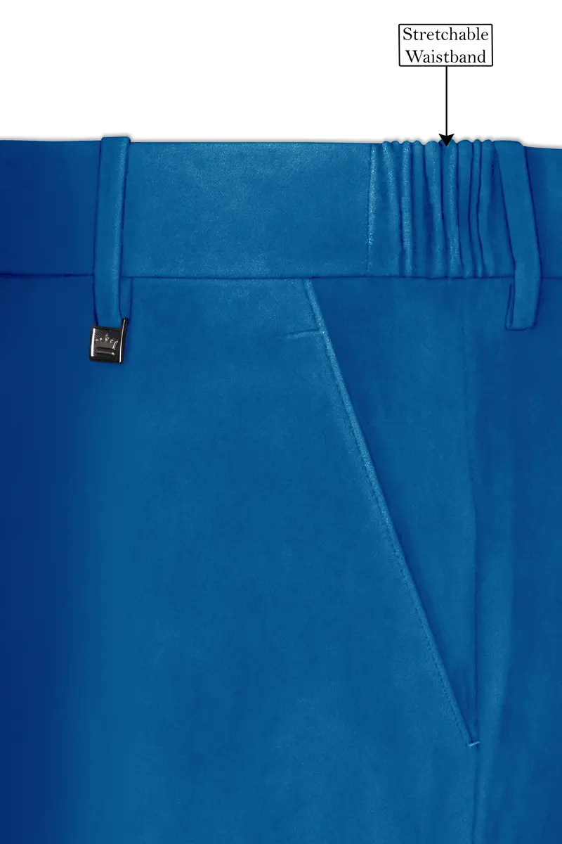 Orvian-Venice Blue Velvet Stretchable Waistband Pant 6