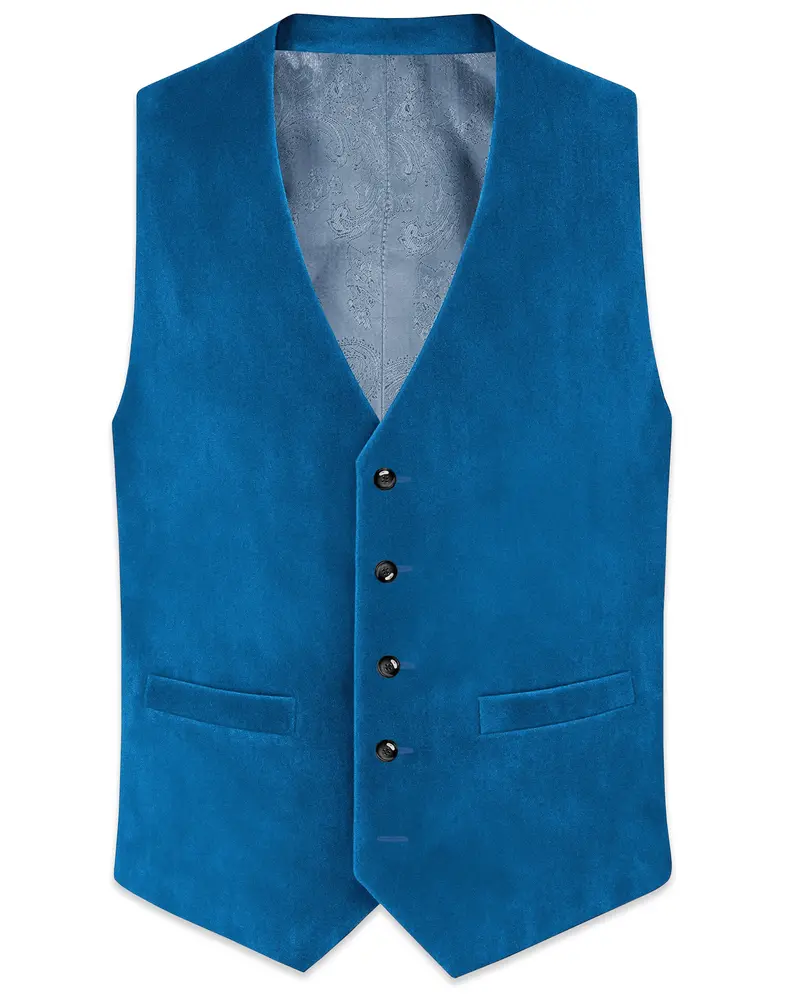 Orvian-Venice Blue Velvet Waistcoat 1