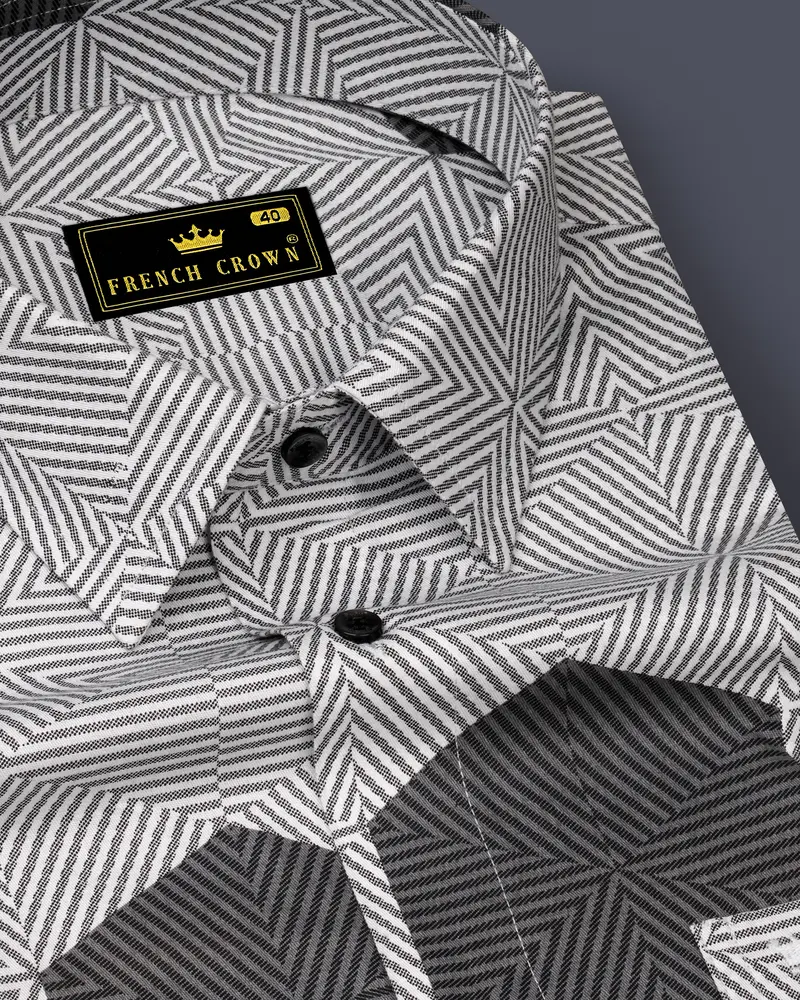 Oslo Gray And Bright White 3D Printed Super Soft Premium Cotton Shirt 1