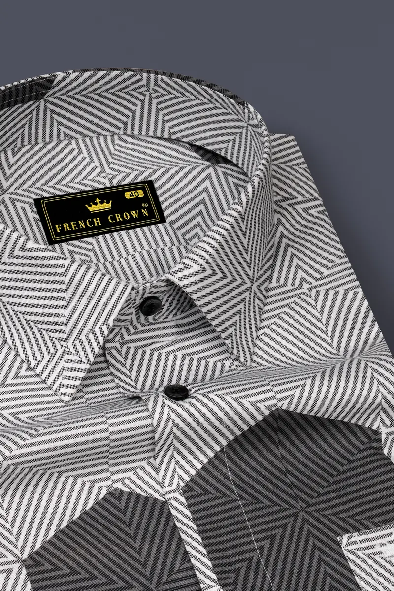 Oslo Gray And Bright White 3D Printed Super Soft Premium Cotton Shirt 2