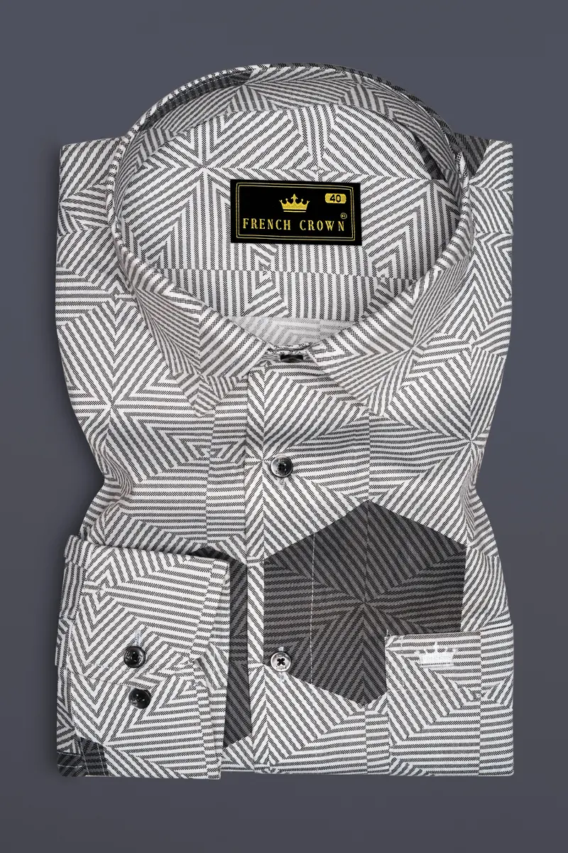 Oslo Gray And Bright White 3D Printed Super Soft Premium Cotton Shirt 4