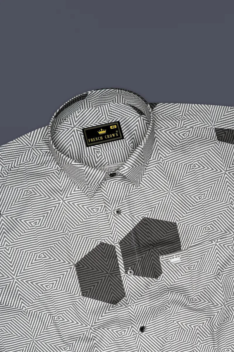 Oslo Gray And Bright White 3D Printed Super Soft Premium Cotton Shirt 5