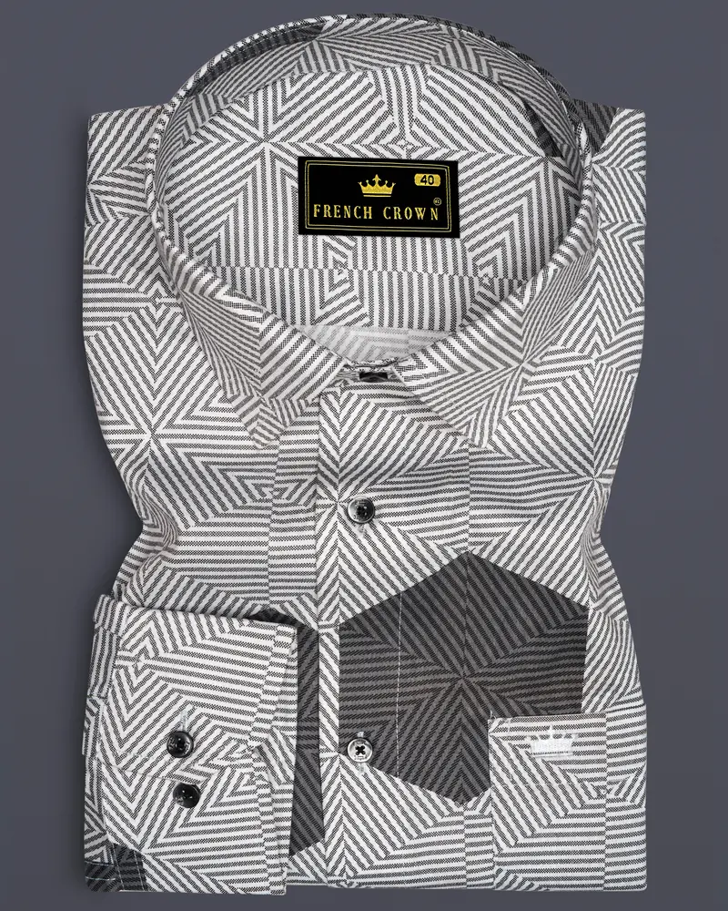 Oslo Gray And Bright White 3D Printed Super Soft Premium Cotton Shirt 6