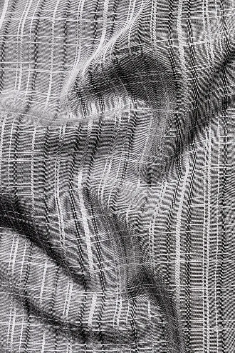 Oslo Gray And White Checkered Dobby Textured Premium Giza Cotton Kurta Shirt 3