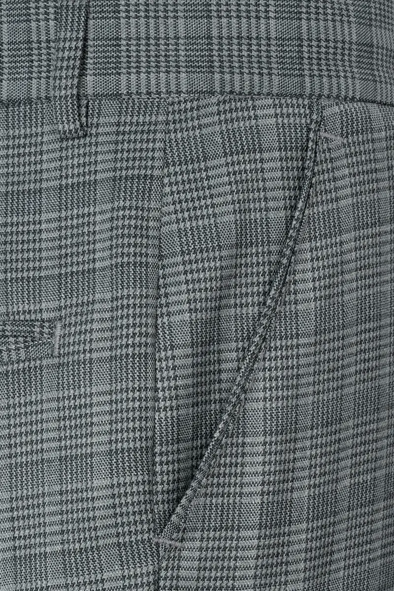 Oslo Gray Checkered Wool Rich Bandhgala Designer Stretchable Traveler Suit 9