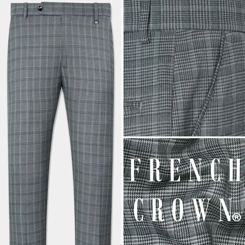 Oslo Gray Checkered Wool Rich Pant 1