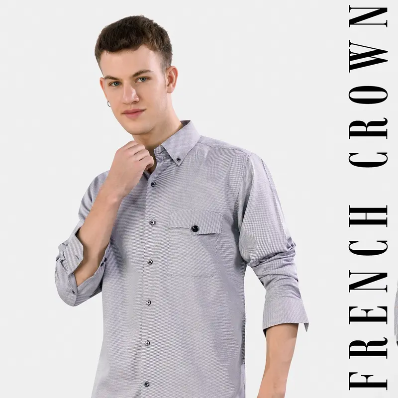 Oslo Gray Dobby Textured Premium Giza Cotton Designer Shirt 1