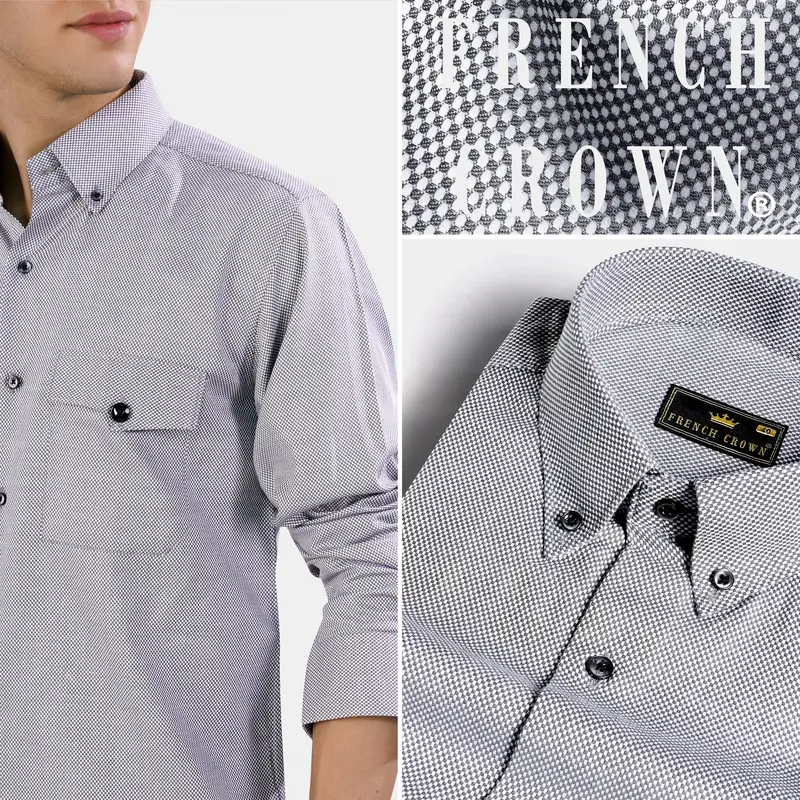 Oslo Gray Dobby Textured Premium Giza Cotton Designer Shirt 10