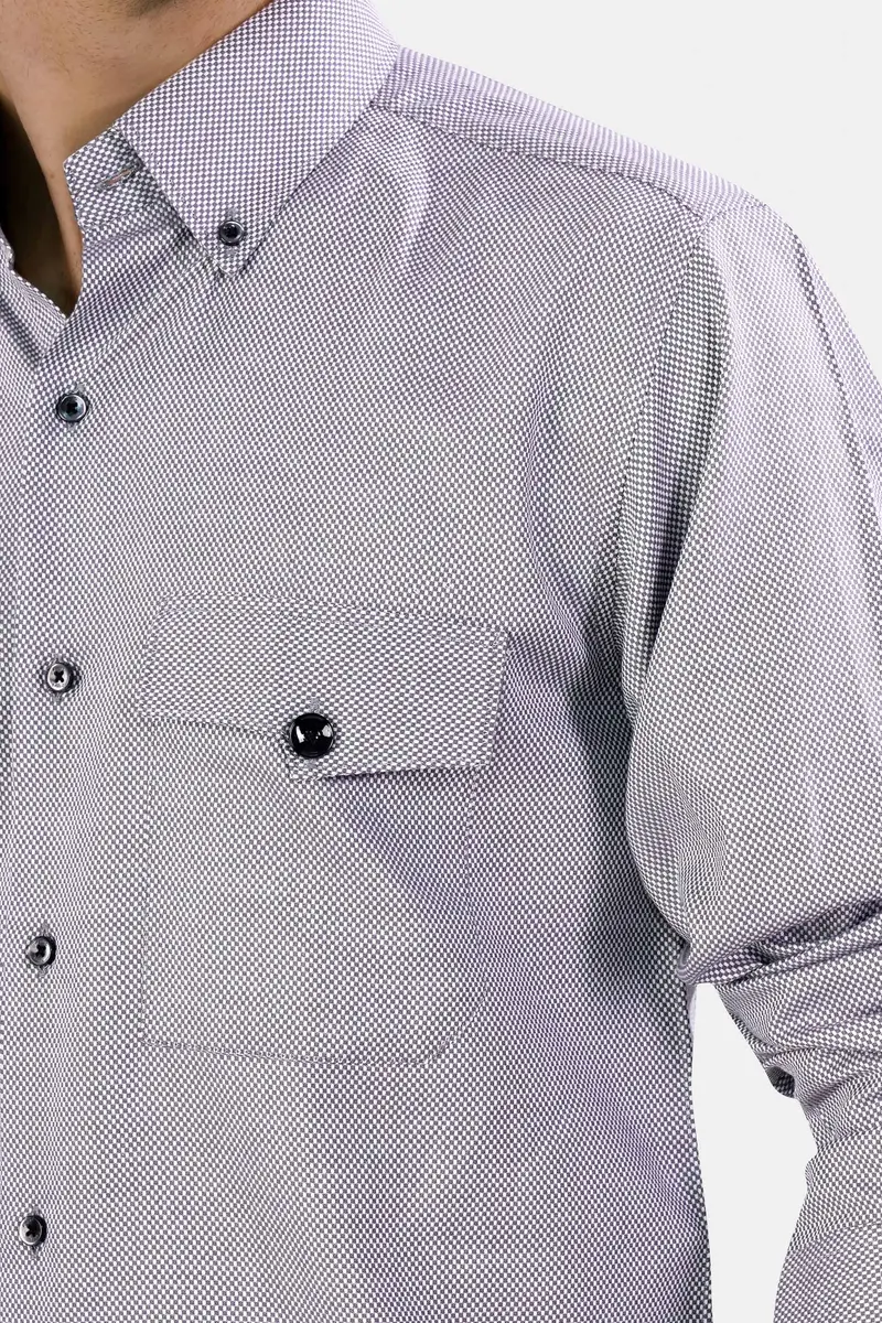 Oslo Gray Dobby Textured Premium Giza Cotton Designer Shirt 2