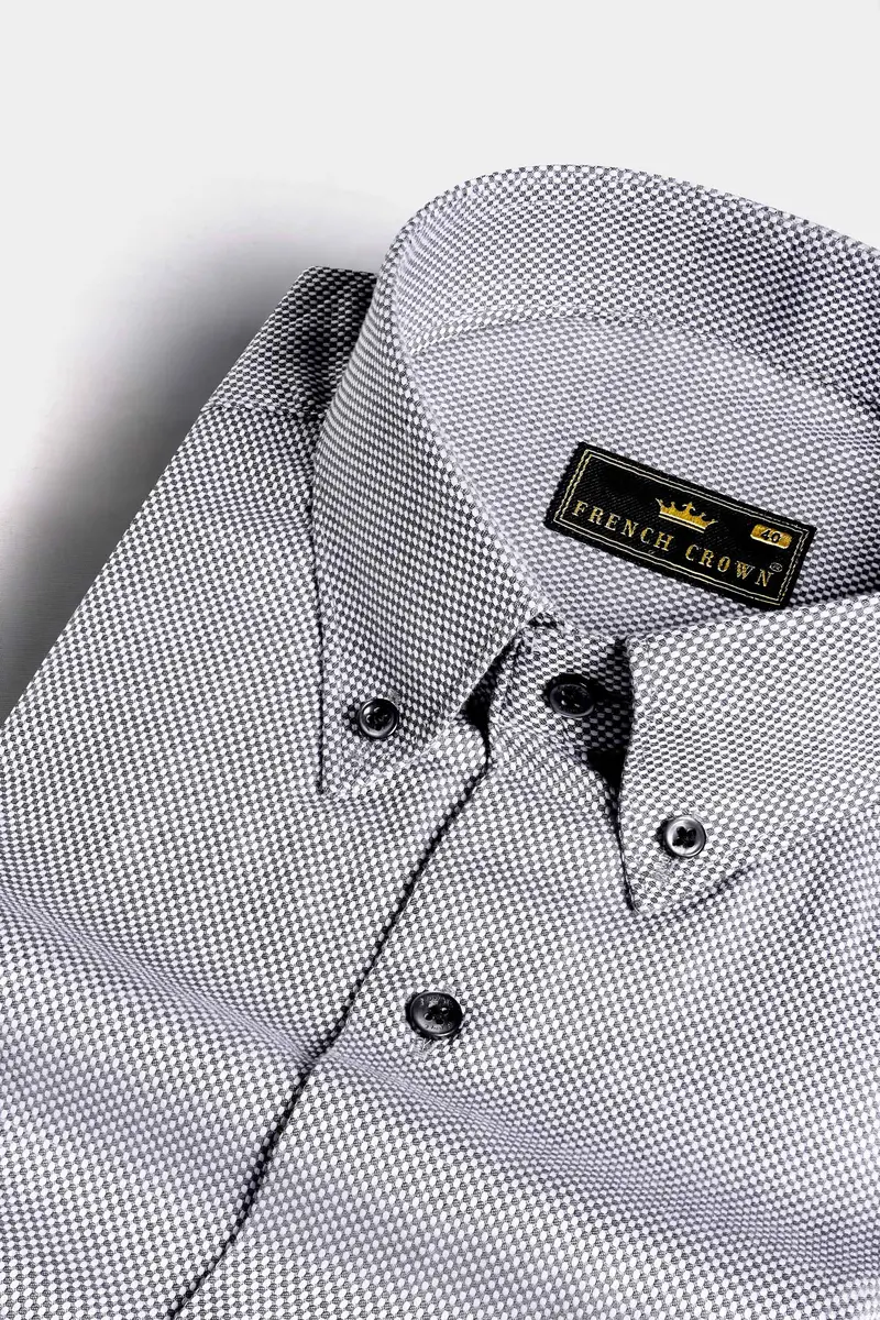 Oslo Gray Dobby Textured Premium Giza Cotton Designer Shirt 4
