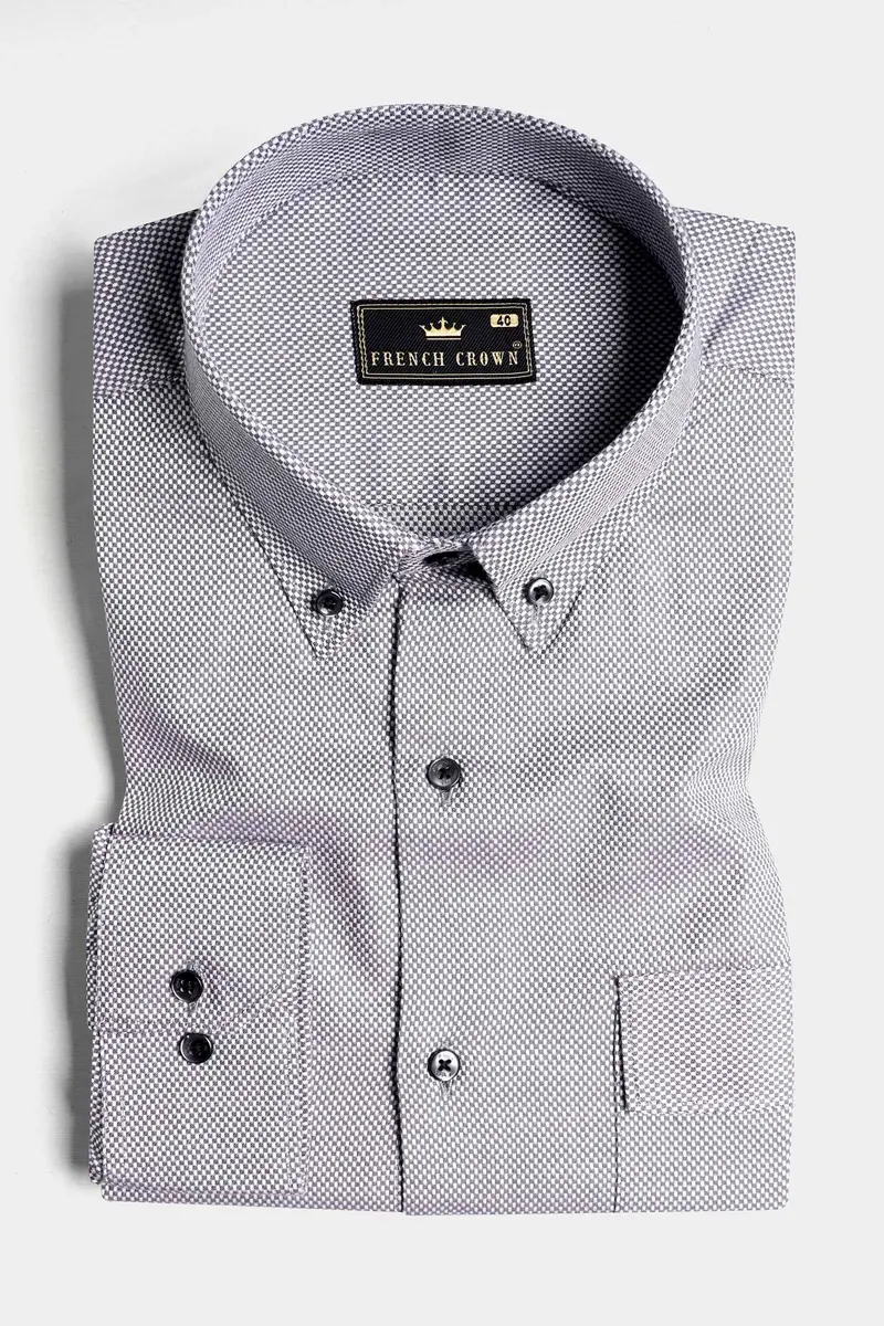 Oslo Gray Dobby Textured Premium Giza Cotton Designer Shirt 5