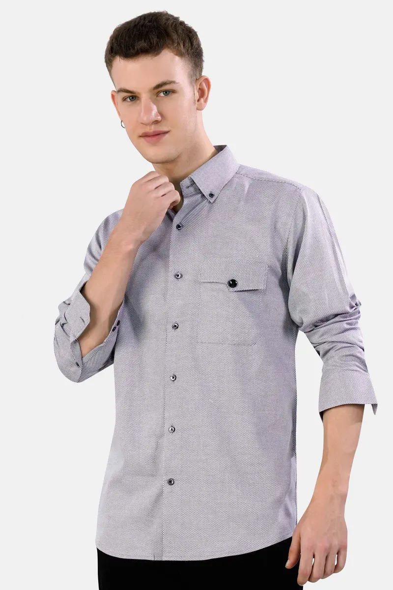 Oslo Gray Dobby Textured Premium Giza Cotton Designer Shirt 6
