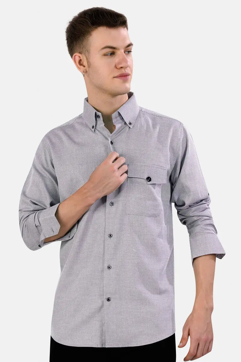 Oslo Gray Dobby Textured Premium Giza Cotton Designer Shirt 7