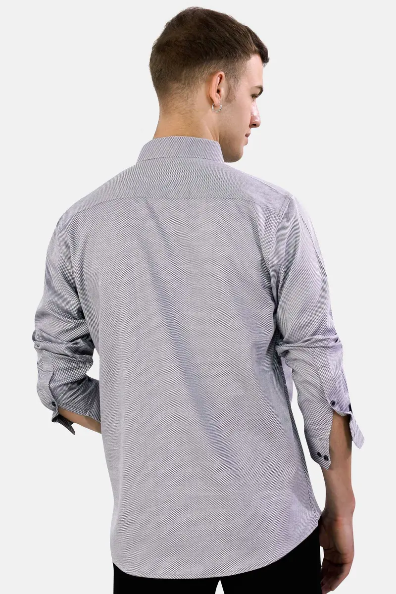 Oslo Gray Dobby Textured Premium Giza Cotton Designer Shirt 8