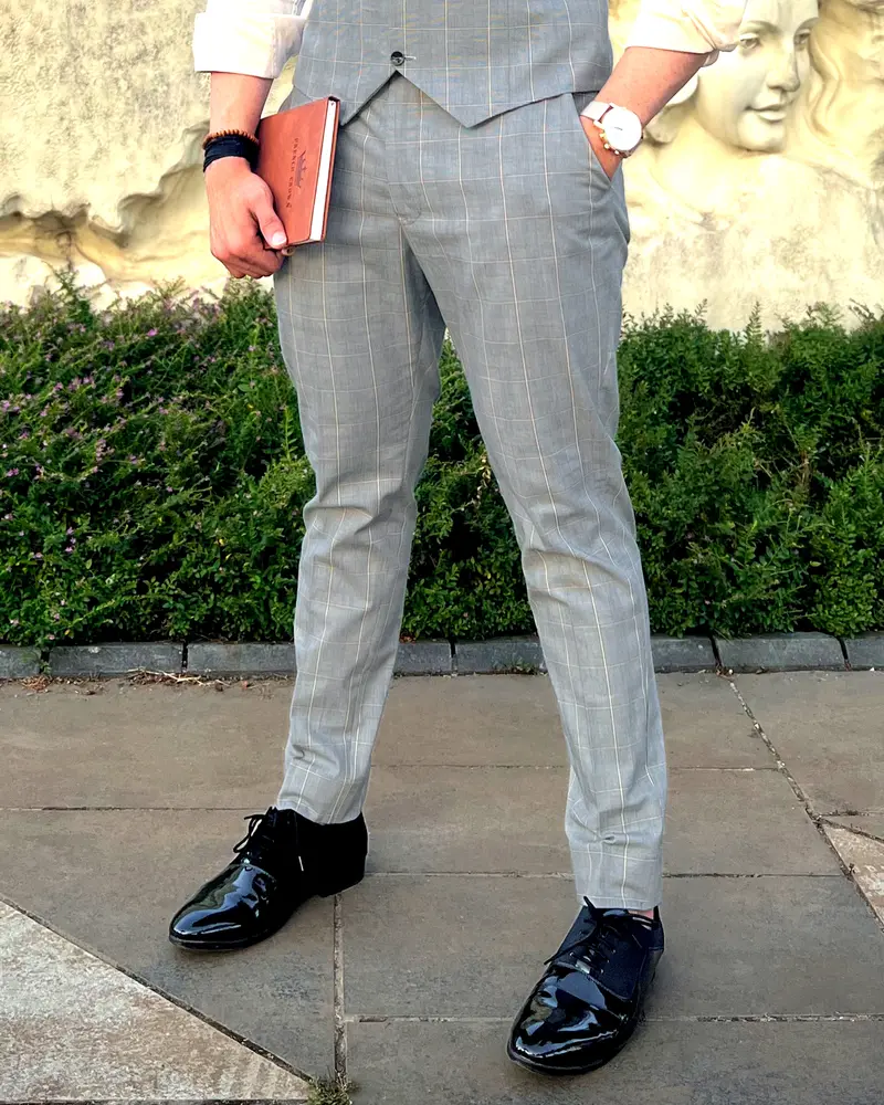 Oslo Gray Windowpane Pant 2