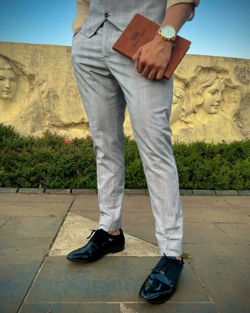 Oslo Gray Windowpane Pant 9