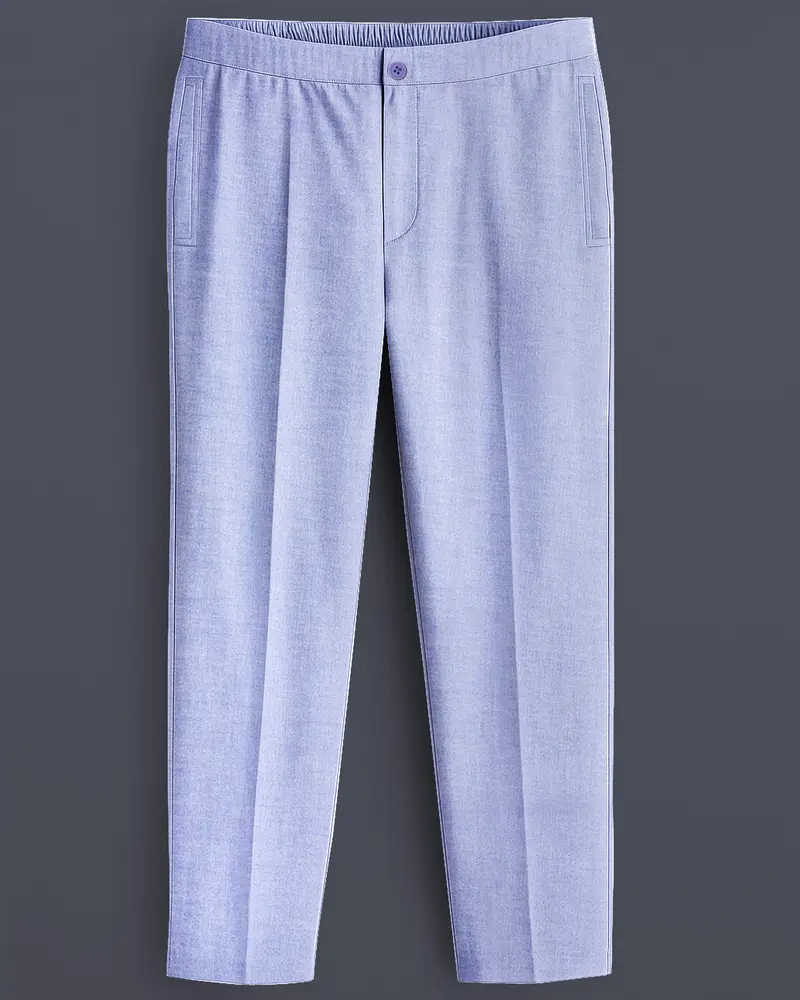 Ossira-Wistful Blue Textured Super Soft Royal Oxford Premium Cotton Lounge Pant 1