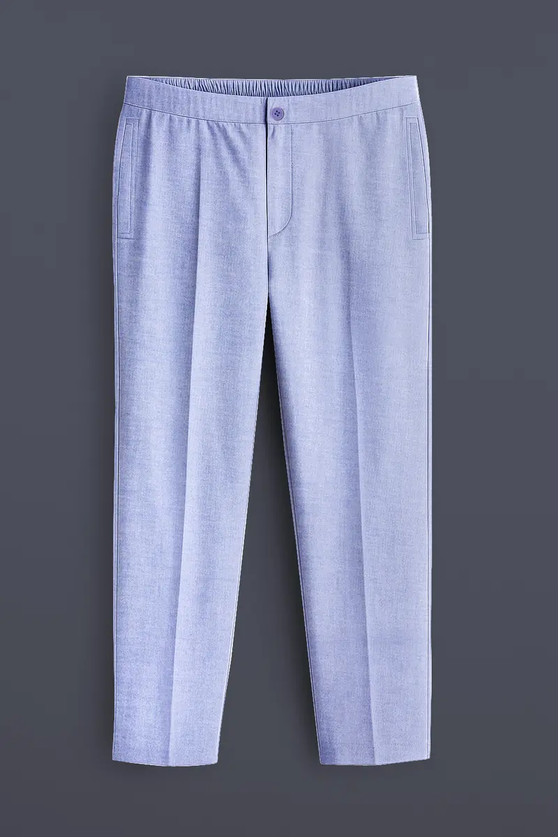 Ossira-Wistful Blue Textured Super Soft Royal Oxford Premium Cotton Lounge Pant 2