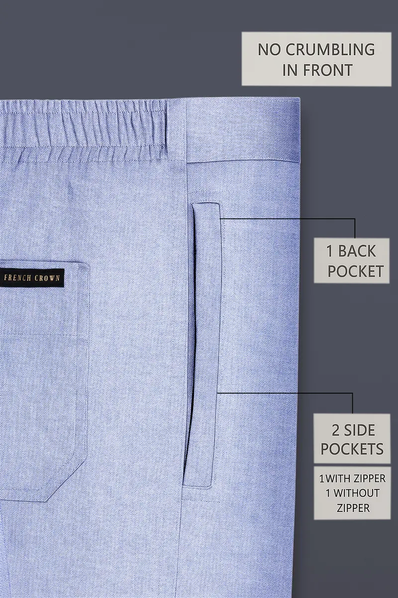 Ossira-Wistful Blue Textured Super Soft Royal Oxford Premium Cotton Lounge Pant 6