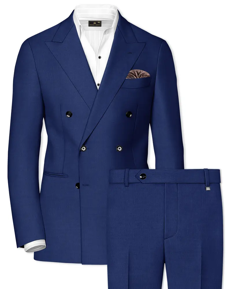 Outer Space Blue Double Breasted Suit 1
