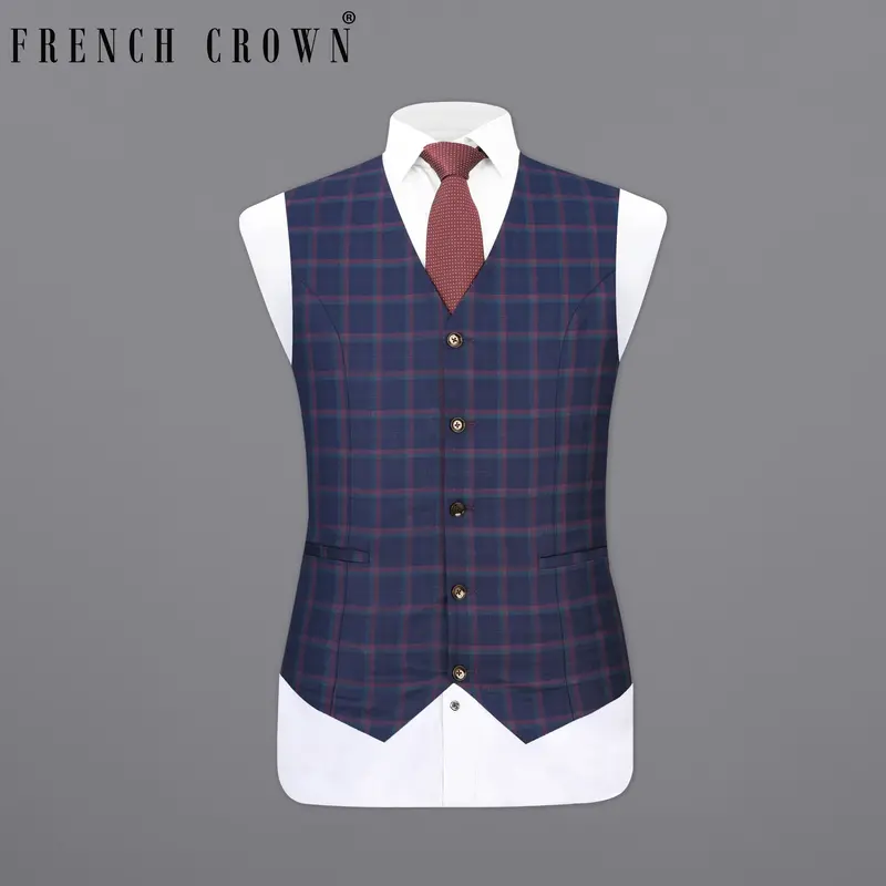 Outer Space Blue Plaid Waistcoat 1