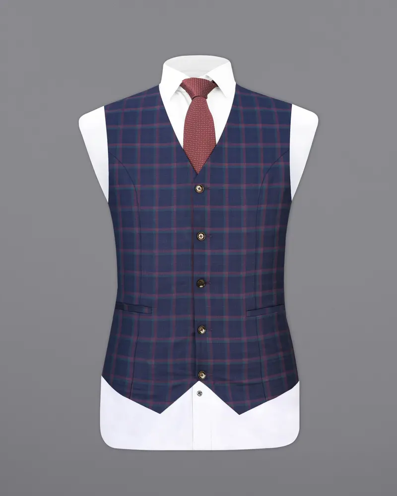 Outer Space Blue Plaid Waistcoat 2