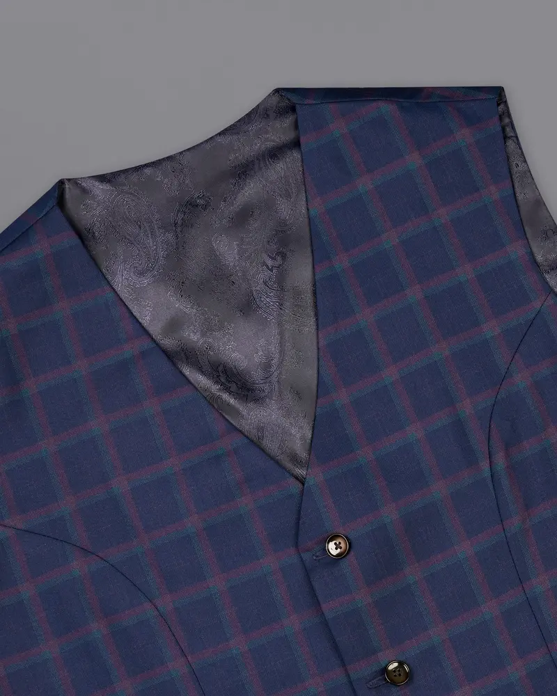Outer Space Blue Plaid Waistcoat 4