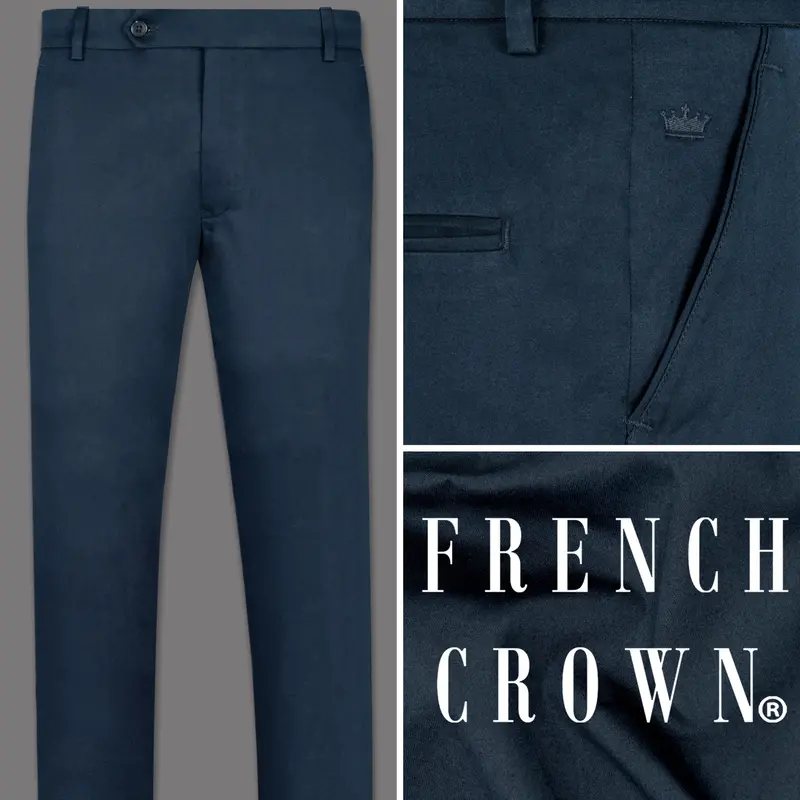Outer Space Blue Premium Cotton Pant 1