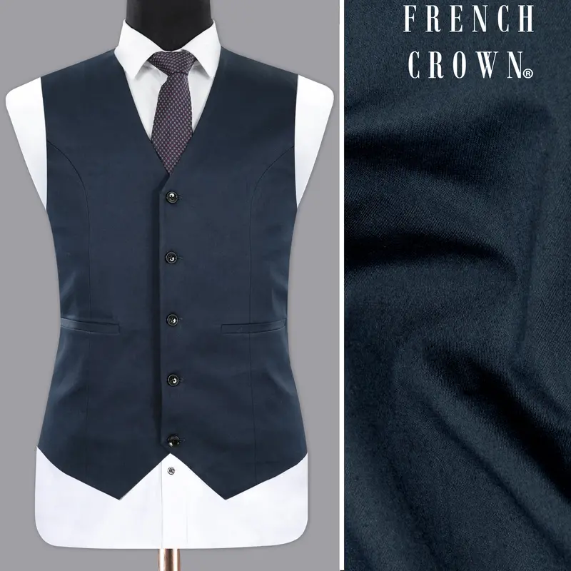 Outer Space Blue Premium Cotton Waistcoat 1
