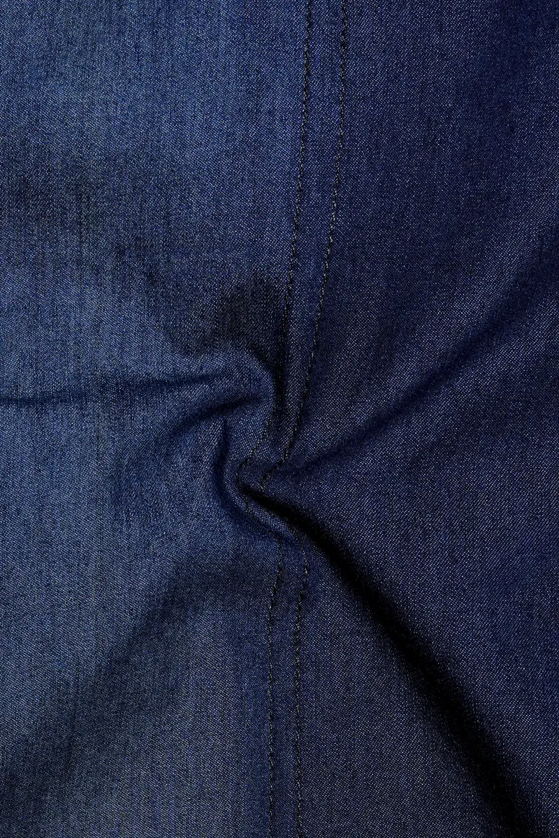 Outer Space Blue With Brown Patchwork Chambray Denim Designer Shirt 3