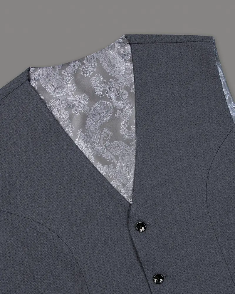 Outer Space Blue Wool Rich Waistcoat 4