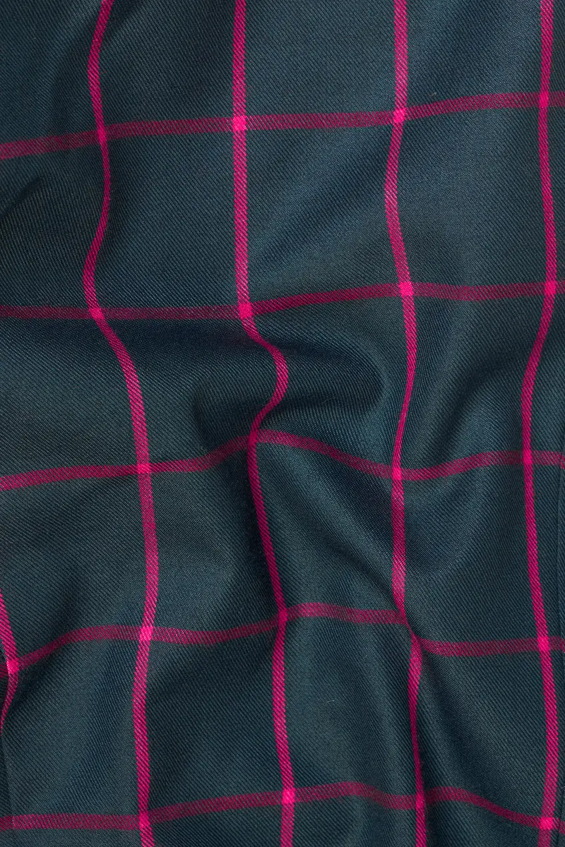 Outer Space Gray And Rouge Pink Windowpane Wool Rich Waistcoat 3