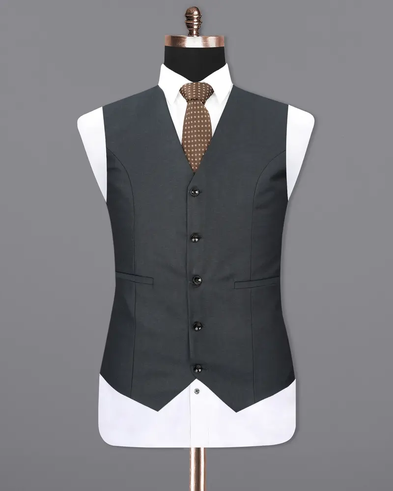 Outer Space Gray Textured Waistcoat 2