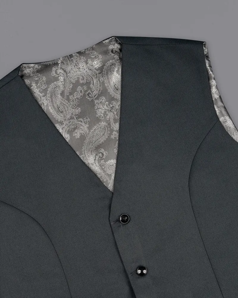 Outer Space Gray Textured Waistcoat 4