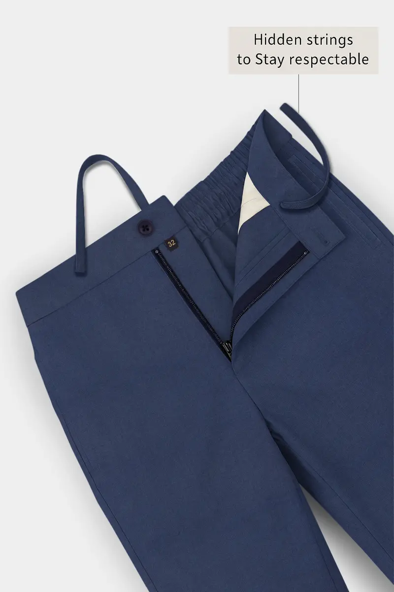 Oxivra-Tealish Blue Textured Oxford Super Soft Premium Cotton Lounge Pant 5