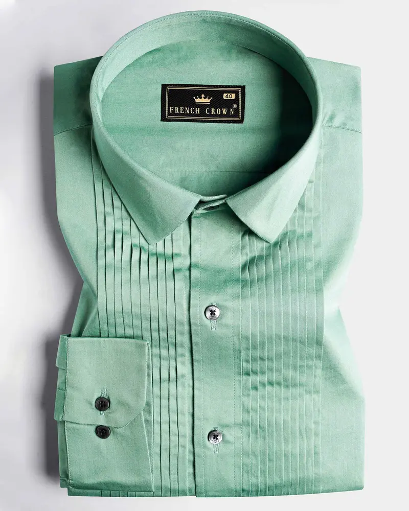 Oxley Green Subtle Sheen Super Soft Premium Cotton Tuxedo Shirt 1