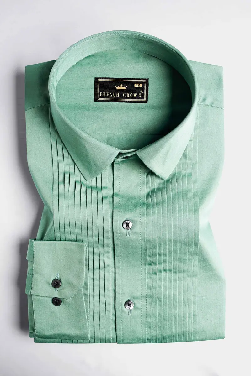 Oxley Green Subtle Sheen Super Soft Premium Cotton Tuxedo Shirt 2