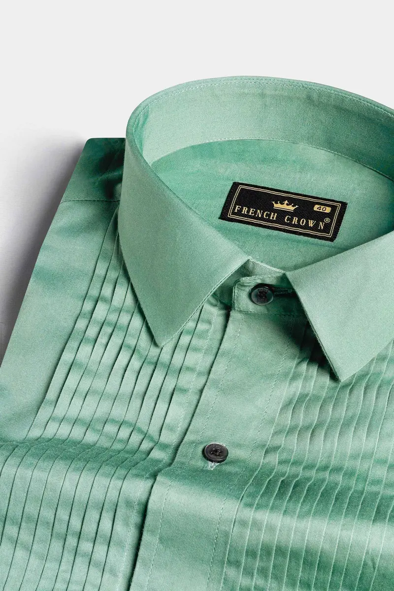 Oxley Green Subtle Sheen Super Soft Premium Cotton Tuxedo Shirt 4
