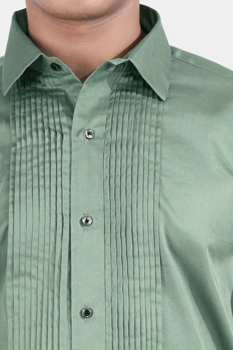 Oxley Green Subtle Sheen Super Soft Premium Cotton Tuxedo Shirt 6